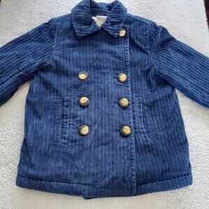 HANNA ANDERSSON Boys' Blue Wide Wale Corduroy Sherpa Lined Coat US Size 5